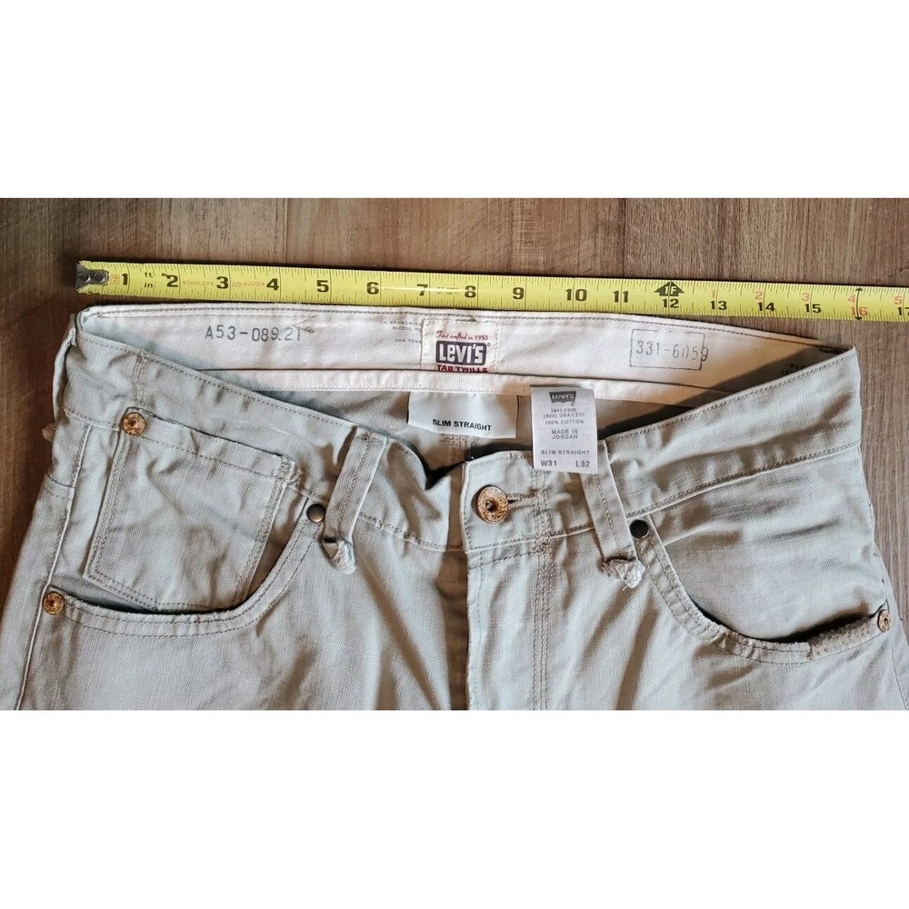 Levis Tab Twills Slim Straight Denim Pants Men's 31x32 Beige‎ 100% Cotton Jeans - Picture 4 of 7